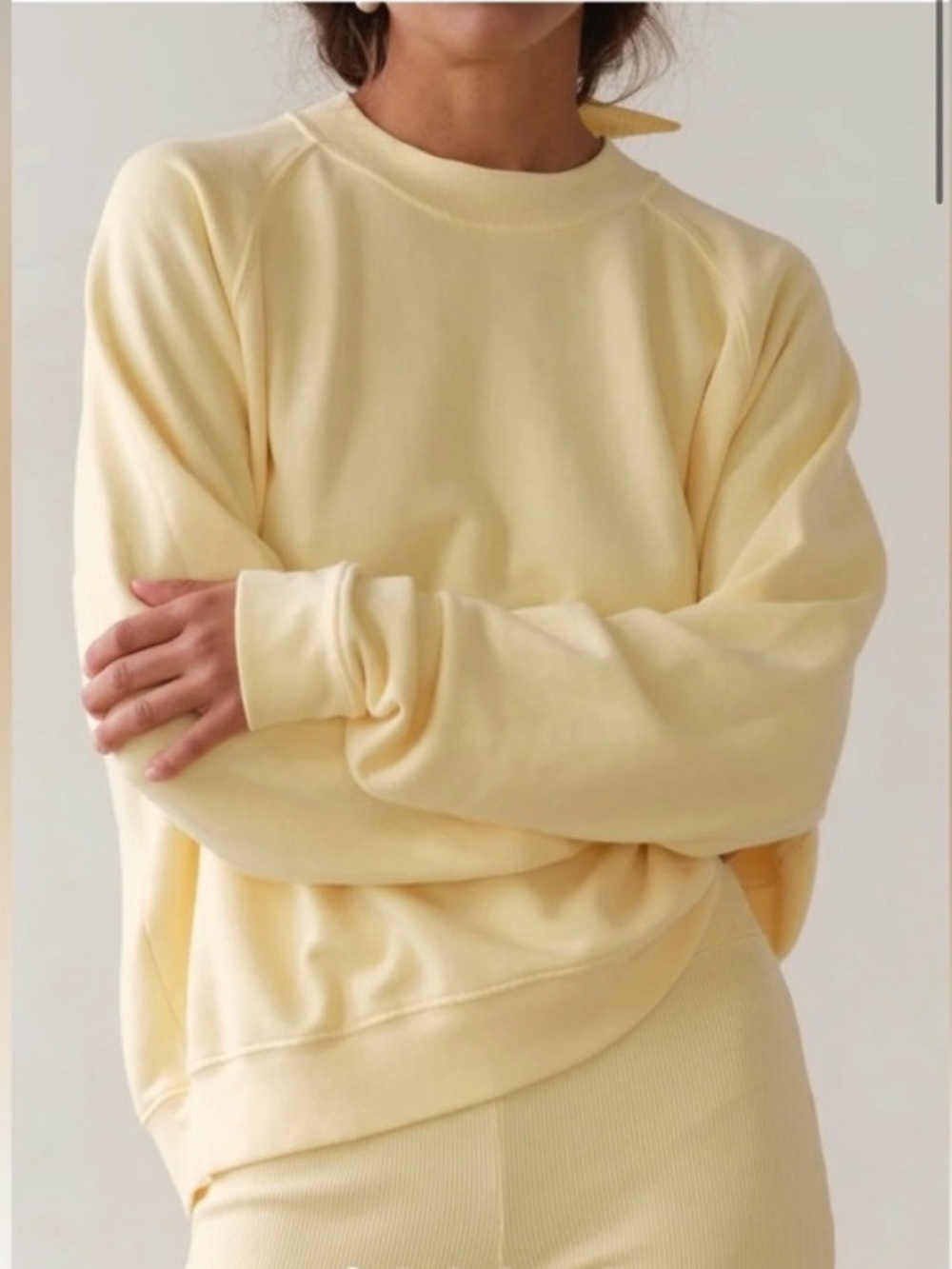 DONNI. Small Butter Yellow Eco-Terry Crewneck Sweatshirt